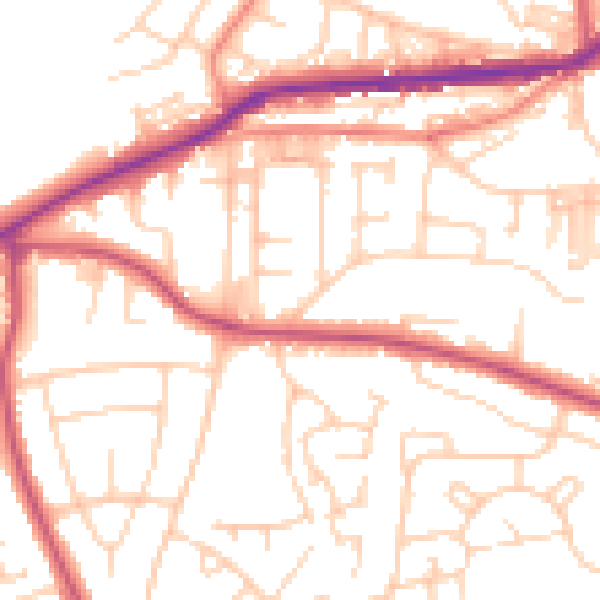 Daytime road noise heatmap for BD7 4NH