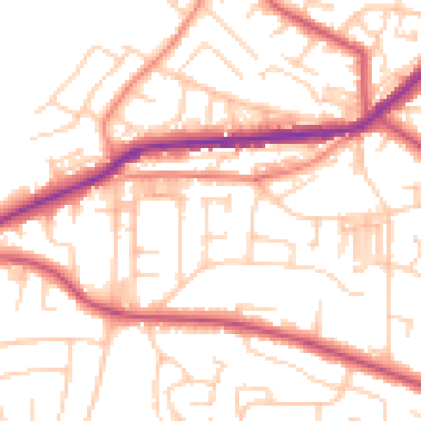 Daytime road noise heatmap for BD7 4NJ