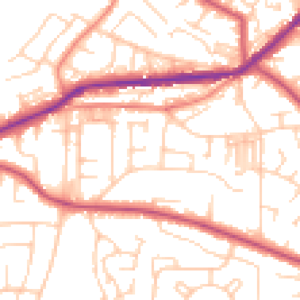 Daytime road noise heatmap for BD7 4NL