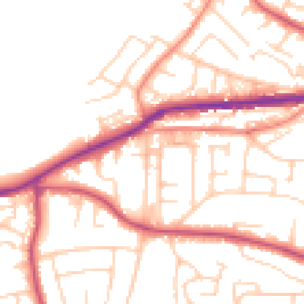 Daytime road noise heatmap for BD7 4NT