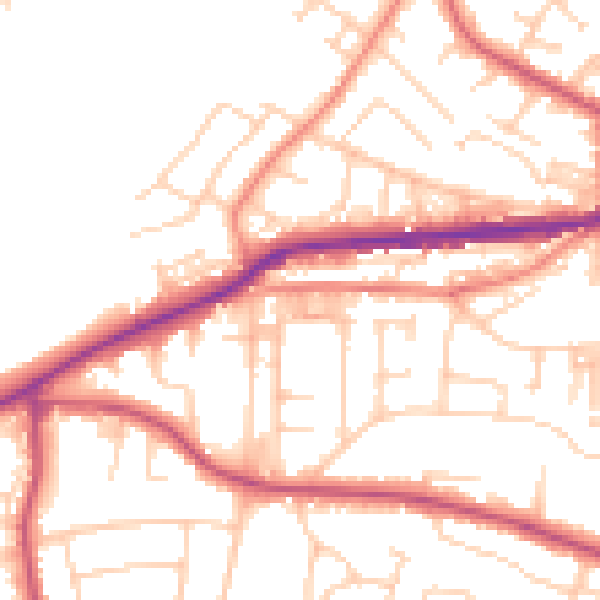 Daytime road noise heatmap for BD7 4NX