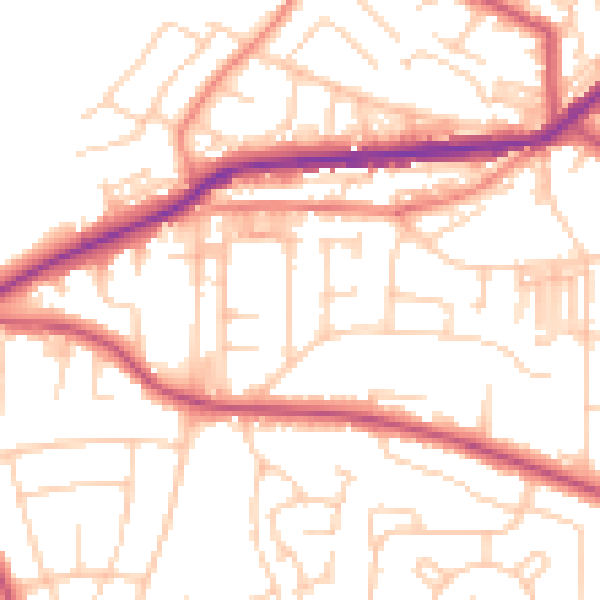 Daytime road noise heatmap for BD7 4PA