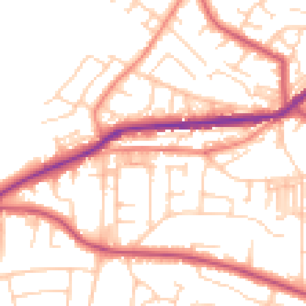 Daytime road noise heatmap for BD7 4PD