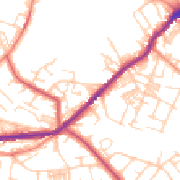Daytime road noise heatmap for BD7 4PX