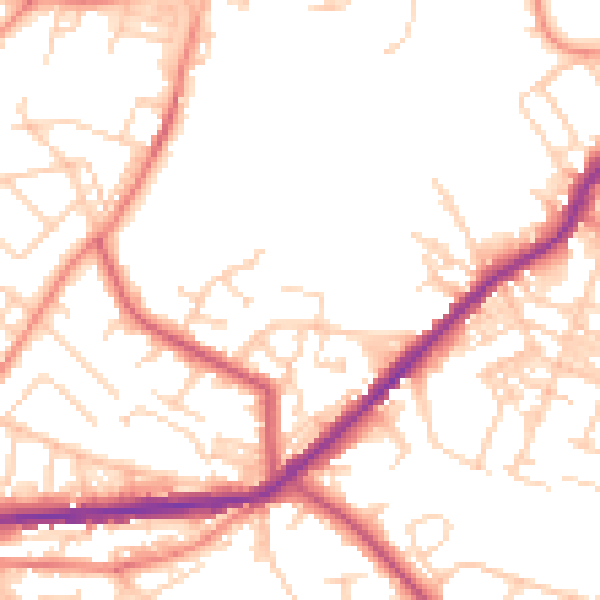 Daytime road noise heatmap for BD7 4QH