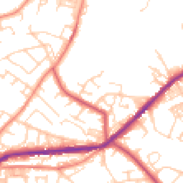 Daytime road noise heatmap for BD7 4RT