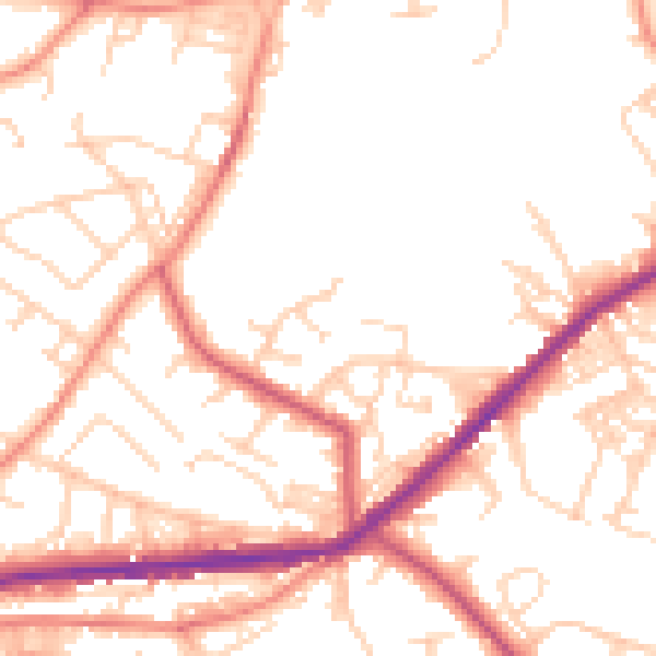 Daytime road noise heatmap for BD7 4RU