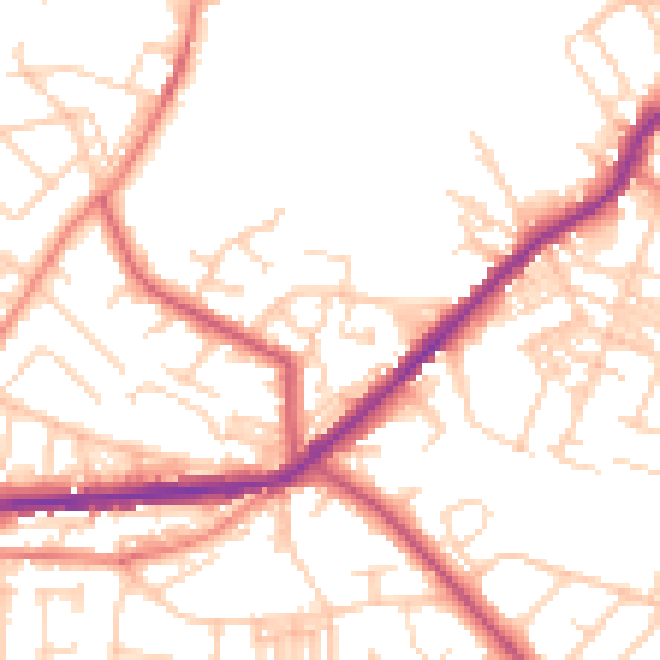 Daytime road noise heatmap for BD7 4RW