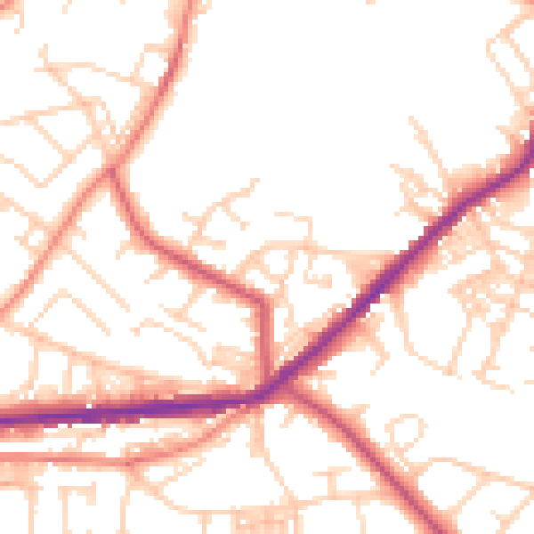 Daytime road noise heatmap for BD7 4RY