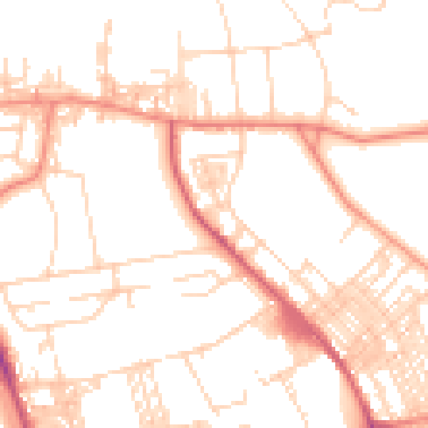 Daytime road noise heatmap for BD9 4AA
