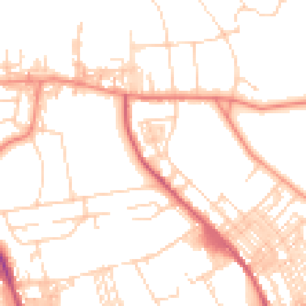 Daytime road noise heatmap for BD9 4AB
