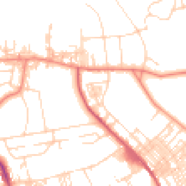Daytime road noise heatmap for BD9 4AD