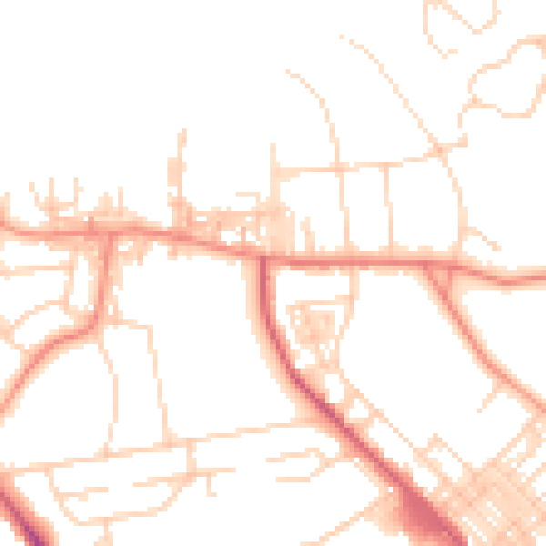 Daytime road noise heatmap for BD9 4AN