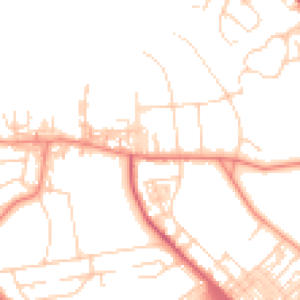 Daytime road noise heatmap for BD9 4AP