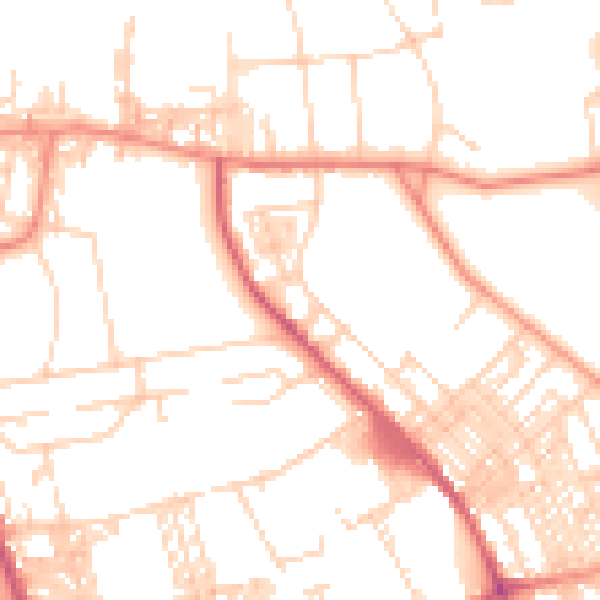Daytime road noise heatmap for BD9 4AQ