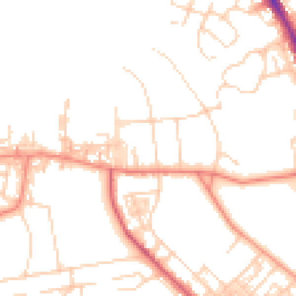 Daytime road noise heatmap for BD9 4AR