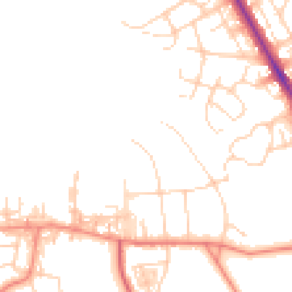 Daytime road noise heatmap for BD9 4AS