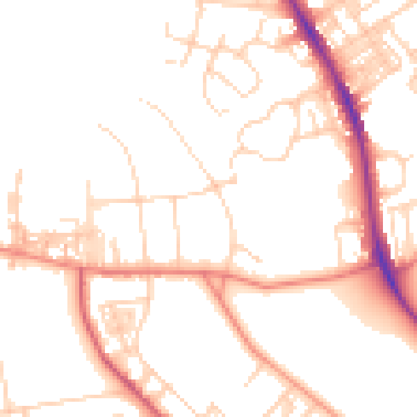 Daytime road noise heatmap for BD9 4AT
