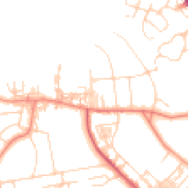 Daytime road noise heatmap for BD9 4AU