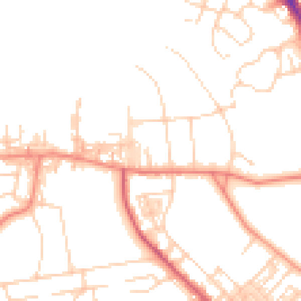 Daytime road noise heatmap for BD9 4AZ