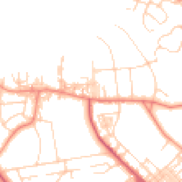 Daytime road noise heatmap for BD9 4BA