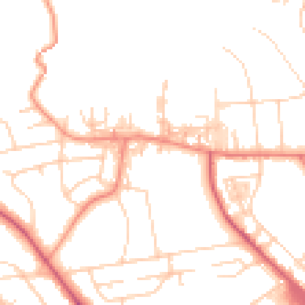 Daytime road noise heatmap for BD9 4BG