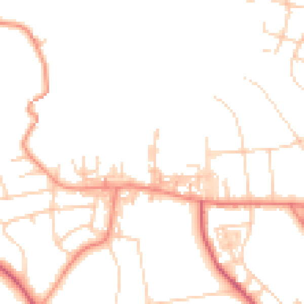 Daytime road noise heatmap for BD9 4BS