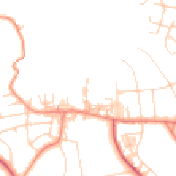 Daytime road noise heatmap for BD9 4BT