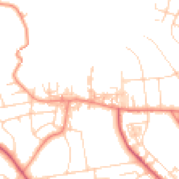 Daytime road noise heatmap for BD9 4BU