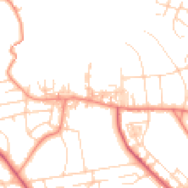Daytime road noise heatmap for BD9 4DB