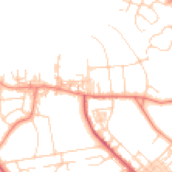 Daytime road noise heatmap for BD9 4DE