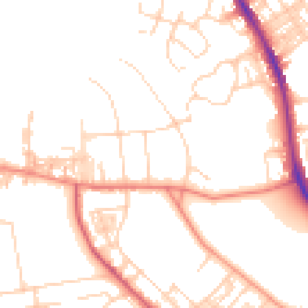 Daytime road noise heatmap for BD9 4DL