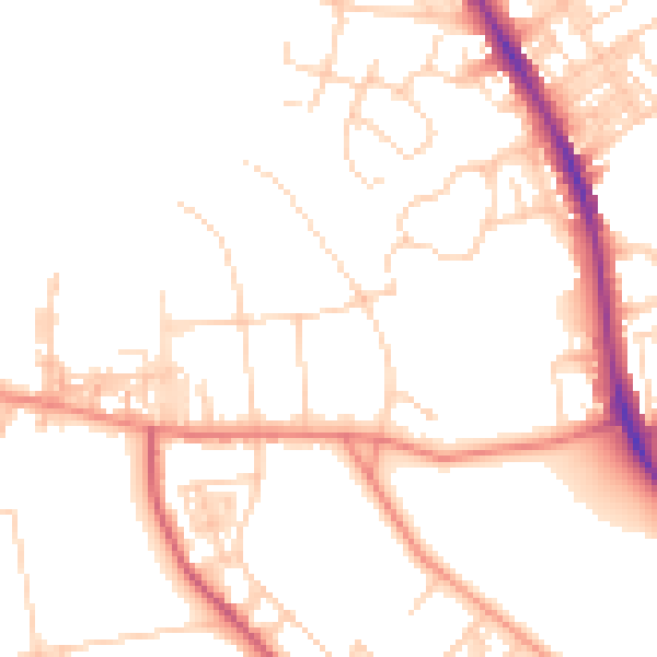 Daytime road noise heatmap for BD9 4DN