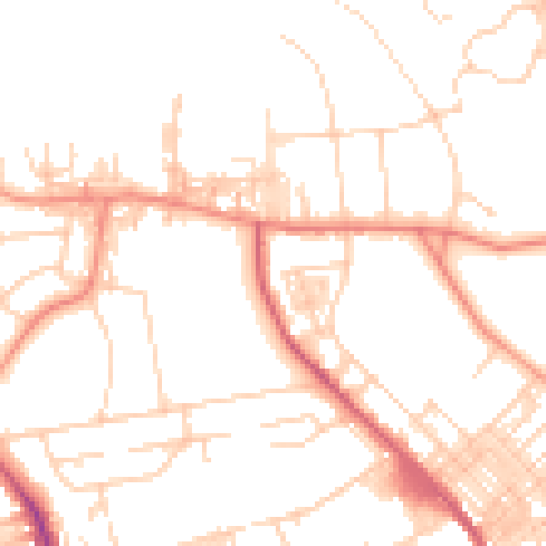 Daytime road noise heatmap for BD9 4DQ