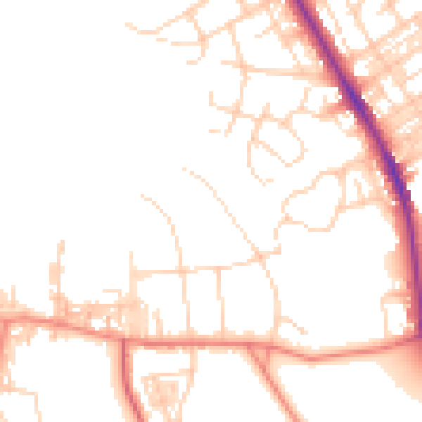 Daytime road noise heatmap for BD9 4DS