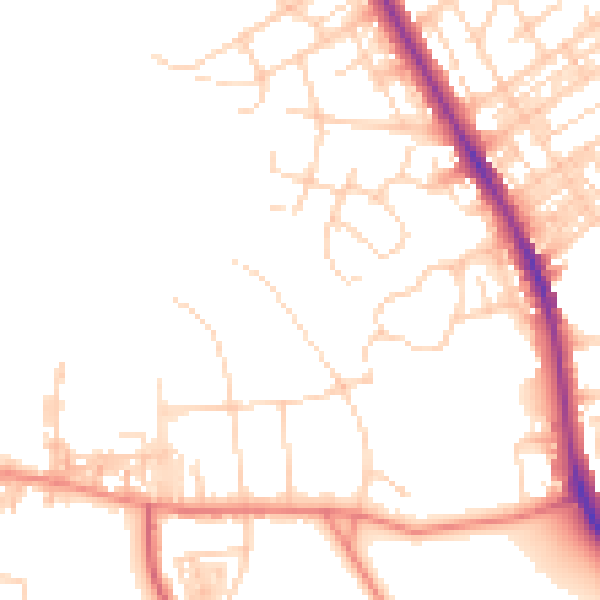 Daytime road noise heatmap for BD9 4DT