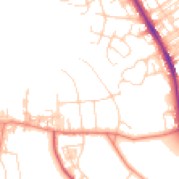 Daytime road noise heatmap for BD9 4DW