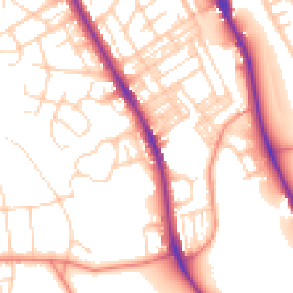 Daytime road noise heatmap for BD9 4DX