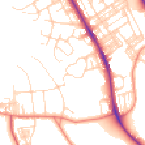 Daytime road noise heatmap for BD9 4EA