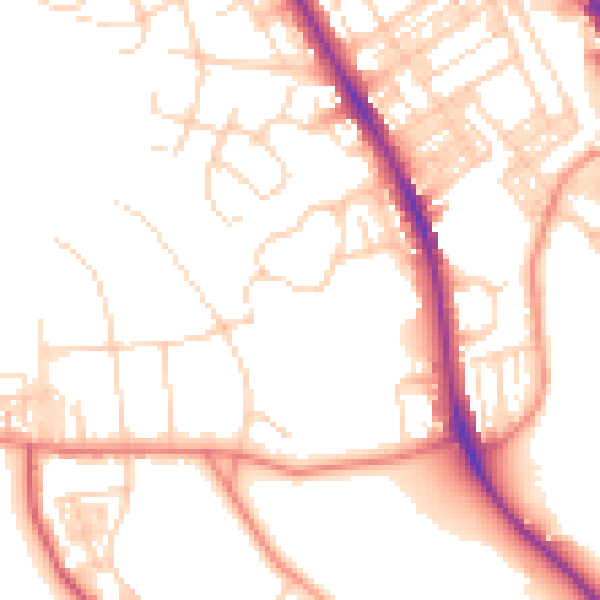 Daytime road noise heatmap for BD9 4EB