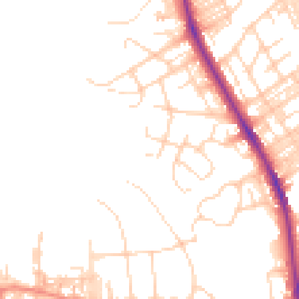 Daytime road noise heatmap for BD9 4EP