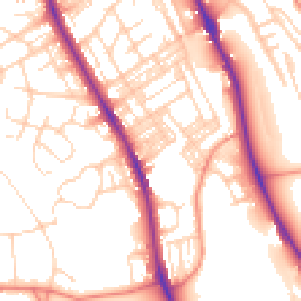 Daytime road noise heatmap for BD9 4EZ