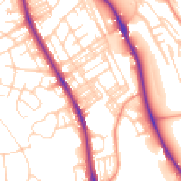 Daytime road noise heatmap for BD9 4HE