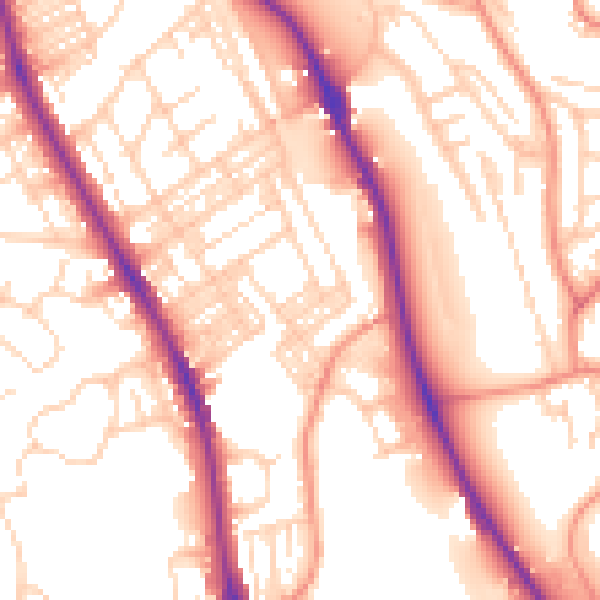 Daytime road noise heatmap for BD9 4HY