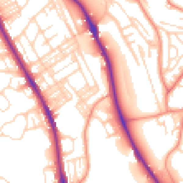 Daytime road noise heatmap for BD9 4HZ
