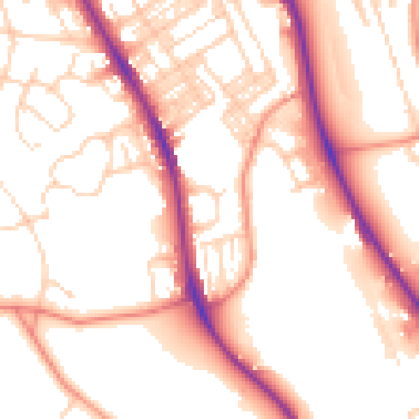Daytime road noise heatmap for BD9 4JY