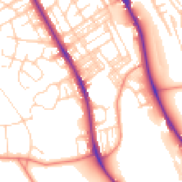 Daytime road noise heatmap for BD9 4LJ