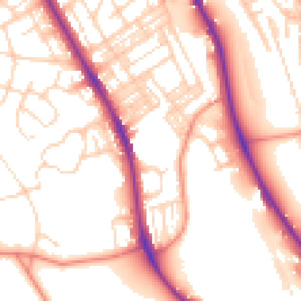 Daytime road noise heatmap for BD9 4LL