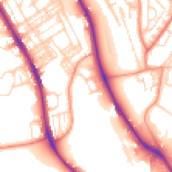Daytime road noise heatmap for BD9 4LY