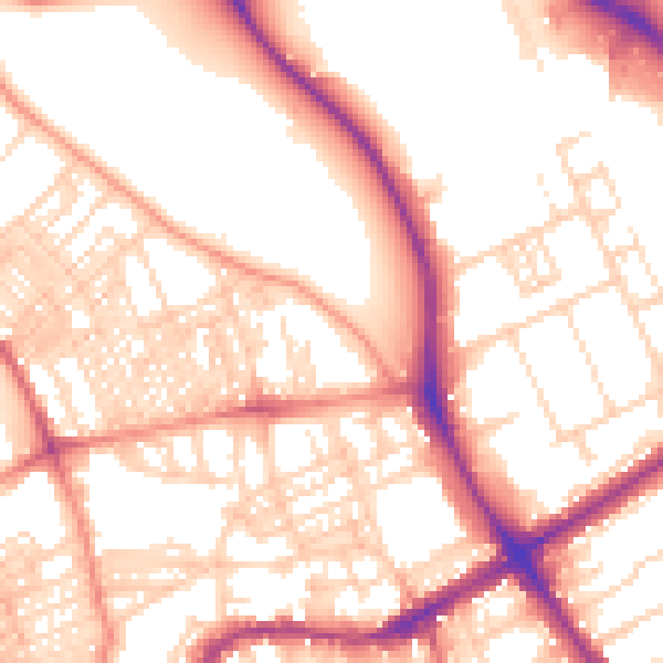 Daytime road noise heatmap for BD9 4NB